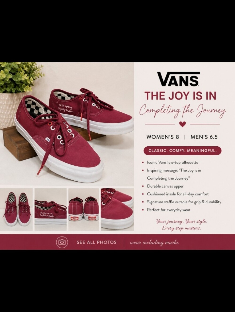 VANS W8 M6.5 The Joy is in Completing the Journey